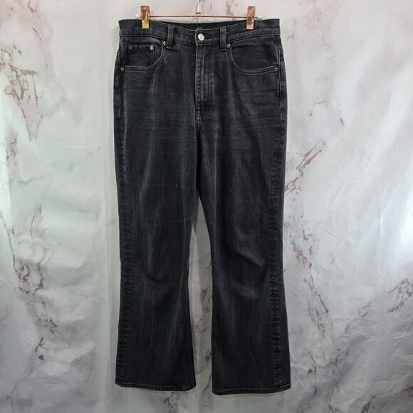 & Other Stories Jeans Womens 29 Straight Denim High Rise Washed Black Crop Short - Picture 1 of 12